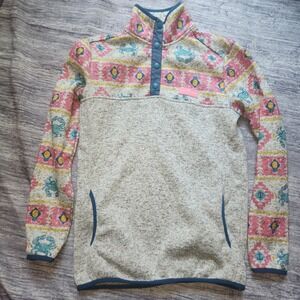 Simply Southern Pullover Aztec Crab‎ Print Quarter Snap Fleece Small